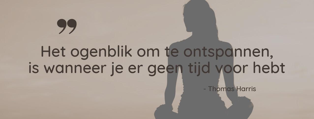 Losse sessies, een 1-op-1 op maat - Griet Moerman - Koesteraar - Zomergem Quote - Het ogenblik om te ontspannen, is wanneer je er geen tijd voor hebt - Griet Moerman, Koesteraar (Zomergem)